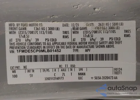 2021 Ford Bronco Black Diamond from USA, damaged, VIN 1FMDE5CP0MLB01452